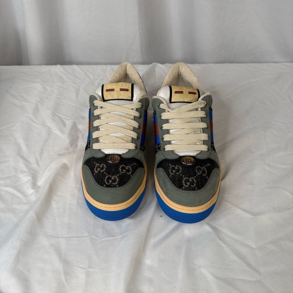 Gucci Screener Sneakers Fabric with Blue and Red Stripes NWOT - Picture 5 of 12